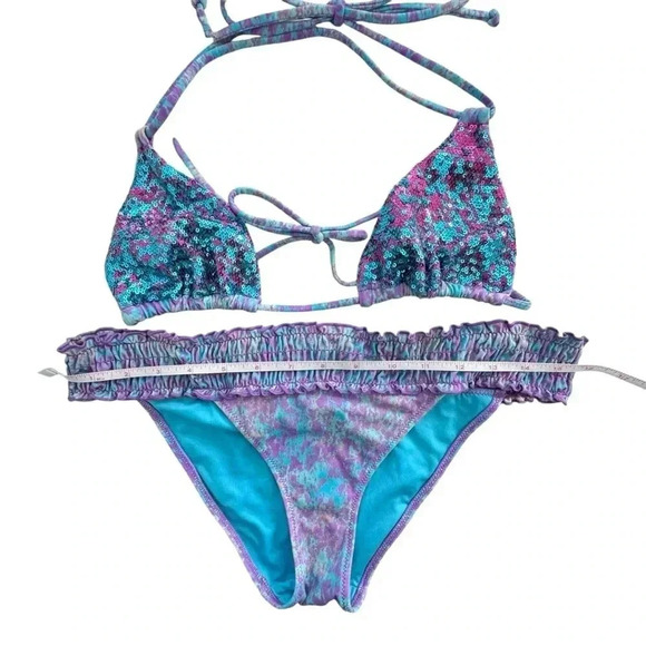 Victoria Secrets Sequins Blue and Purple Bikini Set, Swim Suit Summer - Picture 8 of 11